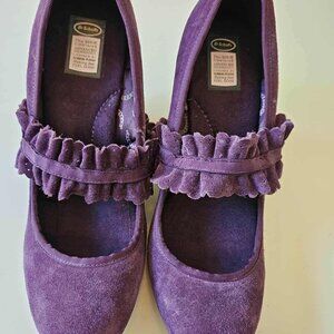 Dr.Scholl's Purple Suede MaryJanes Wedge Size 10 New W/O tags